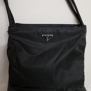 Authentic Prada black nylon shoulder bag